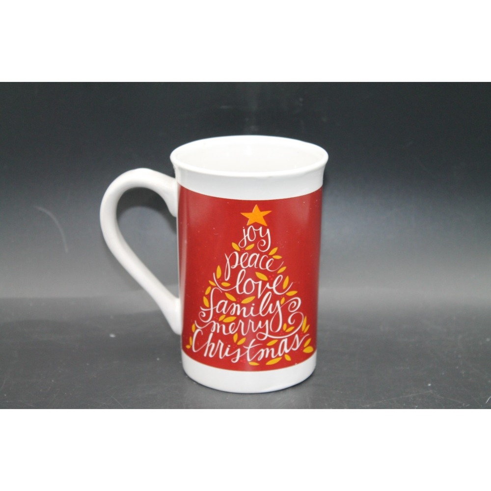 Royal Norfolk Christmas Mug Red Tree Joy Peace Love Family 16oz Ceramic Cup